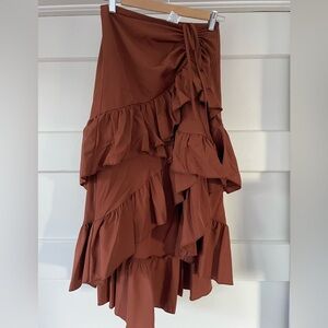 SHEIN Asymmetrical Brown Ruffle Skirt